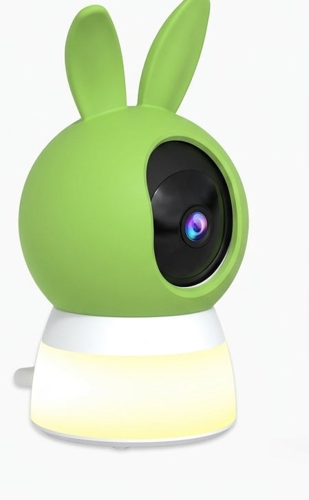 Camera of the rabbit-shaped Securidou video baby monitor, with a swivelling lens