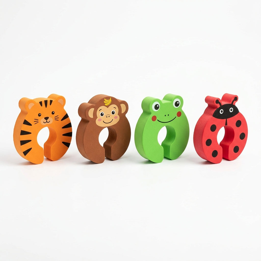 Anti-pinch foam door slam stopper with animal shapes, pack of 4, Securidou