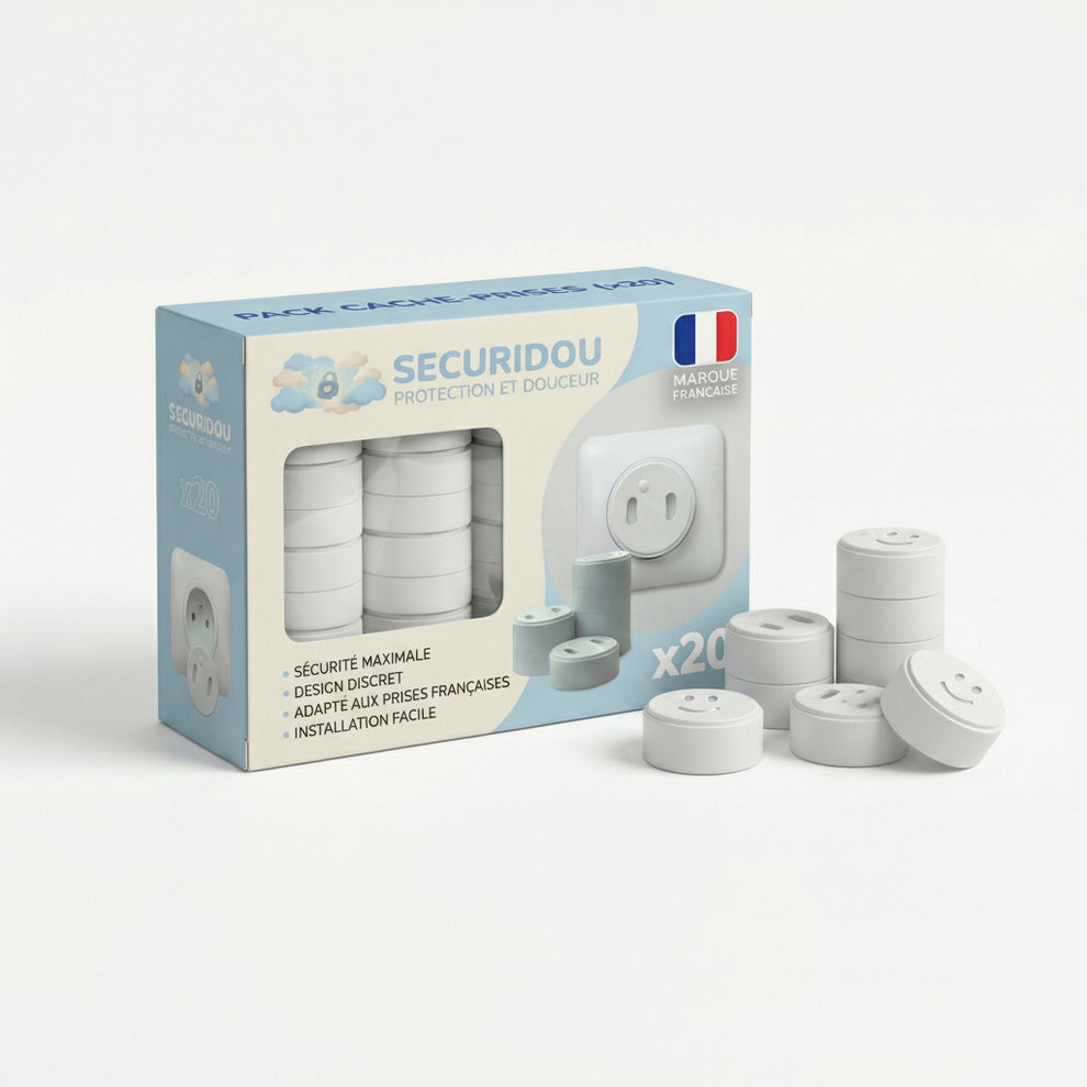 Pack of 20 rotating baby socket covers, electrical safety, Securidou