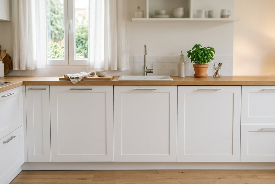 Kitchen with untouched fronts, the locks stay inside the cupboards