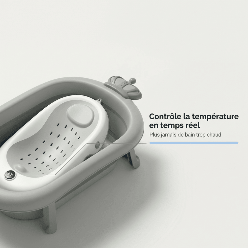 Side view of the ergonomic Securidou foldable baby bath