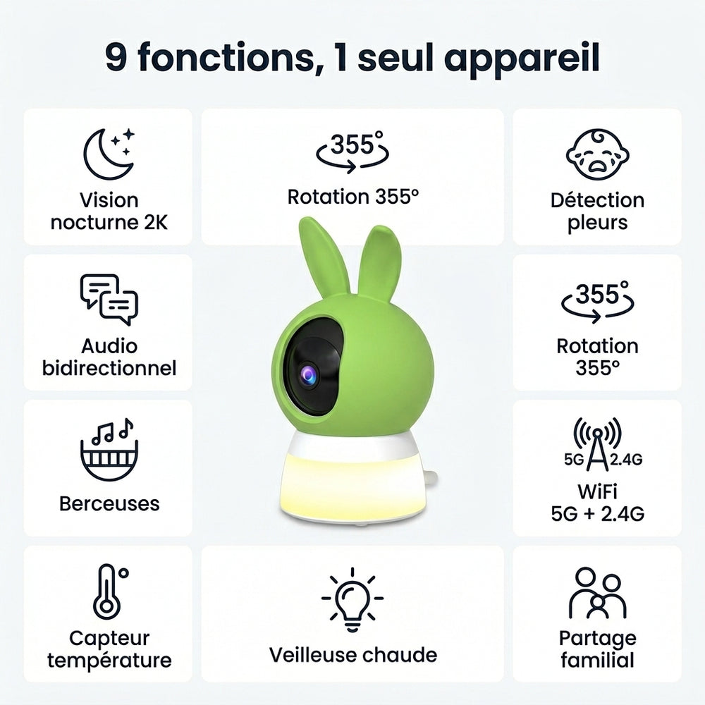 2K Baby Monitor with Camera and Night Light: Cry Detection & Night Vision - View 2