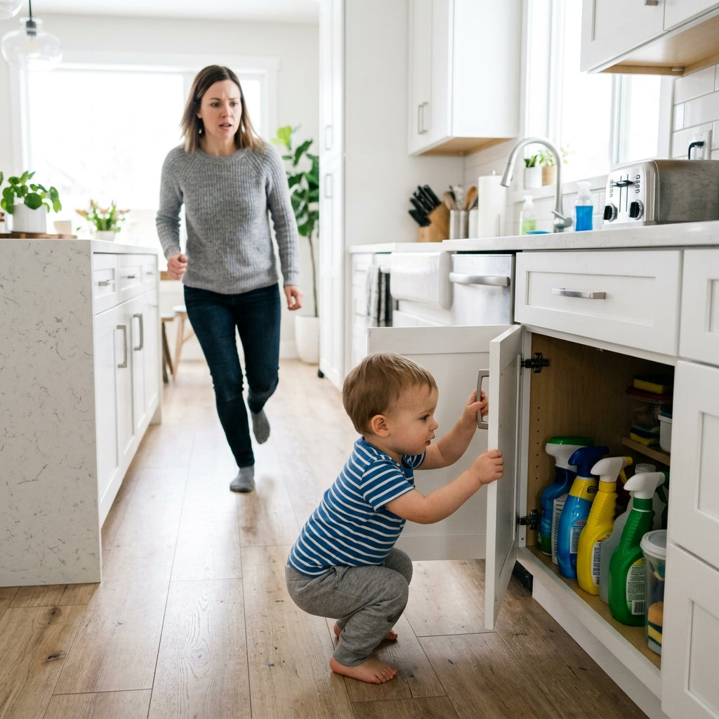 The cupboard under the sink, at a child's height