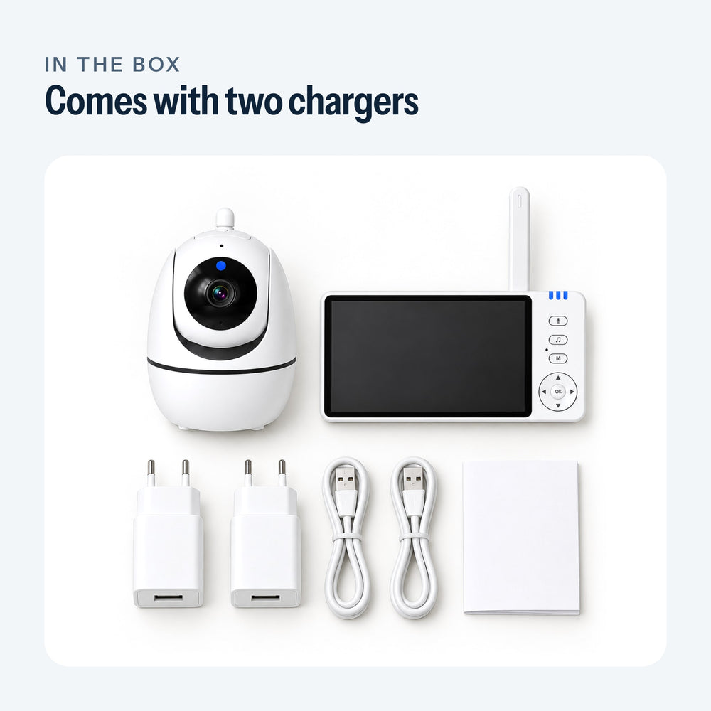 What's in the box of the video baby monitor, chargers included