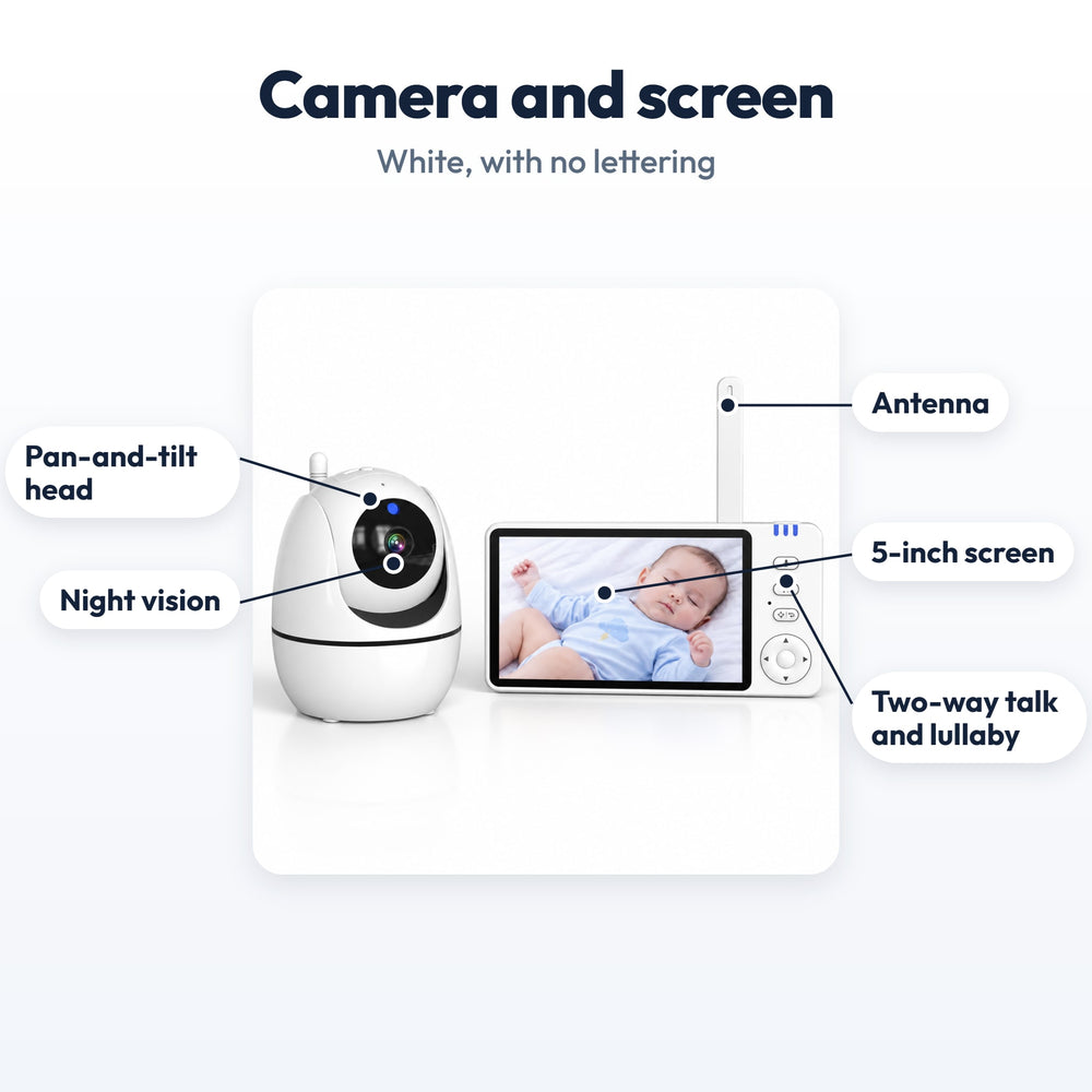 Securidou Video Baby Monitor Without Wi-Fi: labeled camera and screen