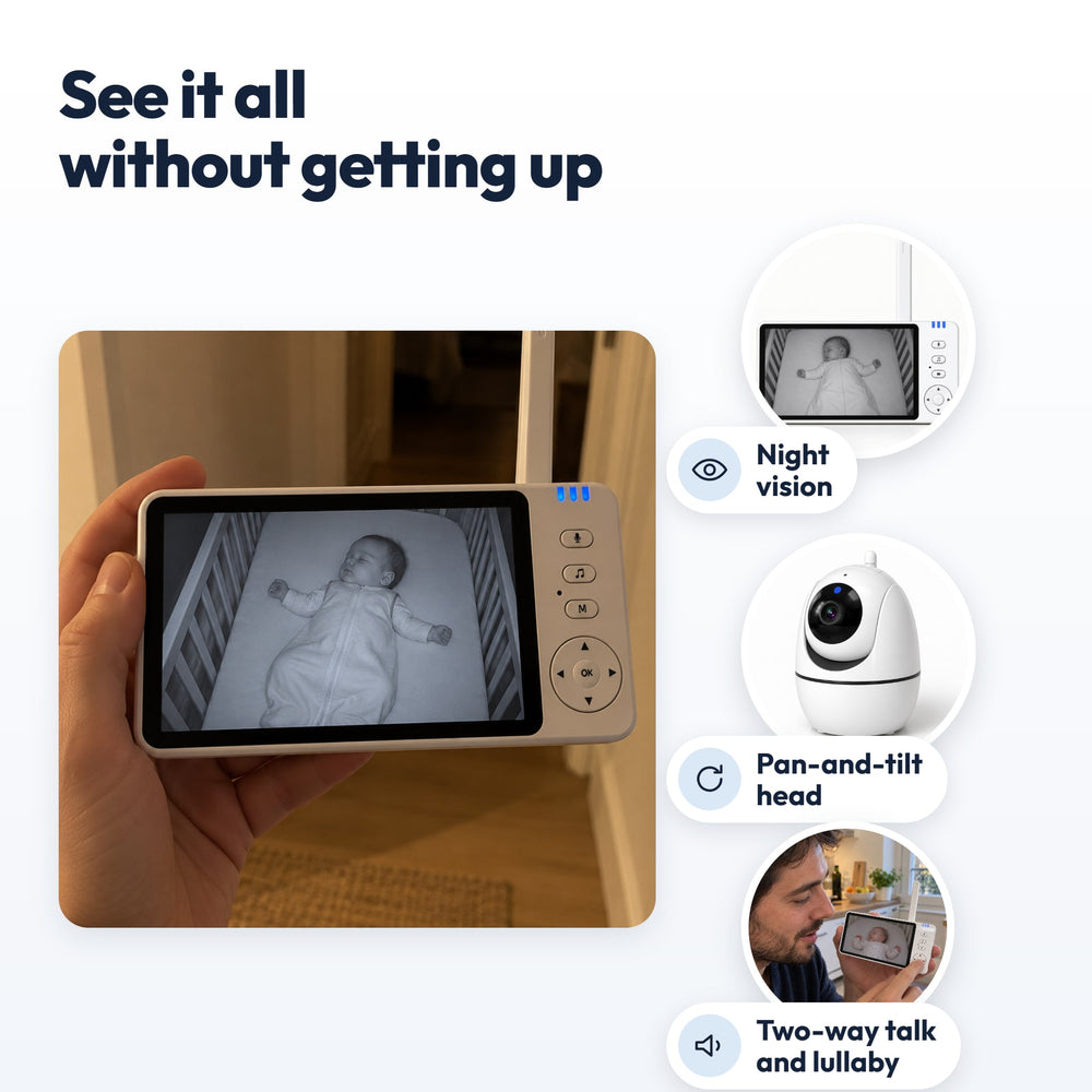 Securidou video baby monitor without Wi-Fi: night vision, pan-and-tilt head, two-way talk
