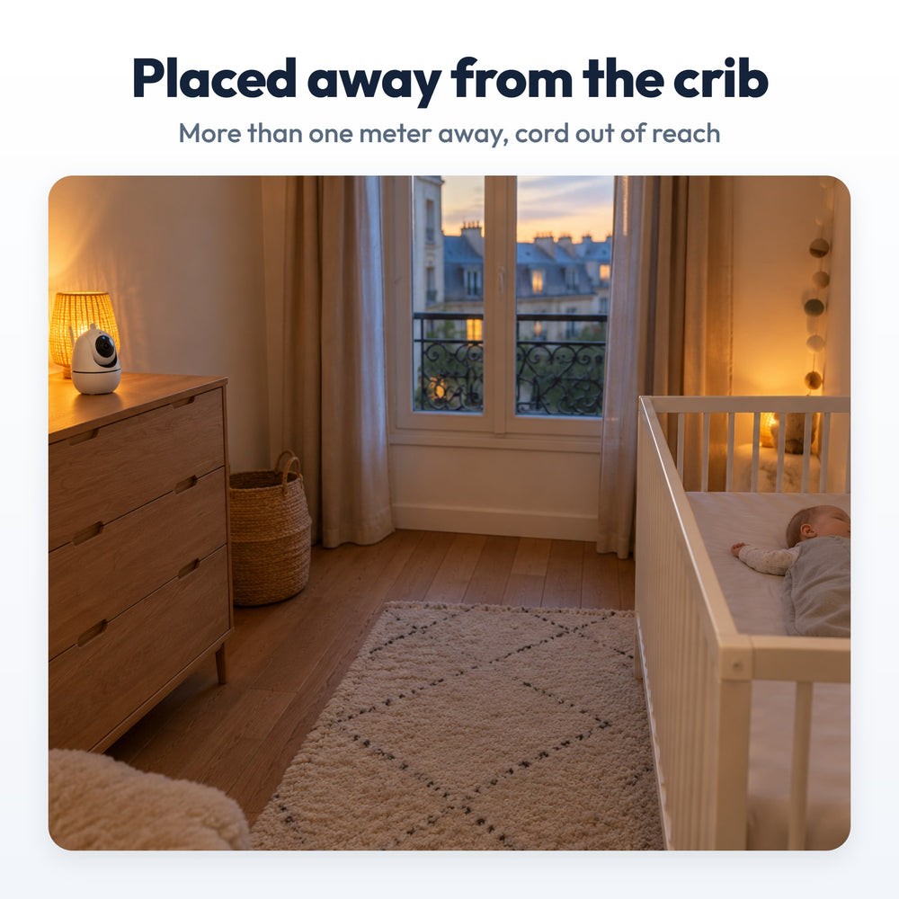 Securidou Video Baby Monitor Without Wi-Fi: camera placed away from the crib