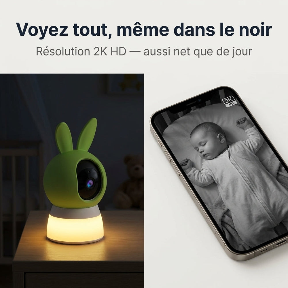2K Baby Monitor with Camera and Night Light: Cry Detection & Night Vision - View 4