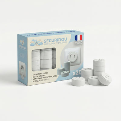 Pack of 20 rotating baby socket covers, electrical safety, Securidou