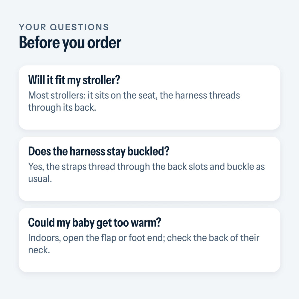 Frequently asked questions about the stroller footmuff