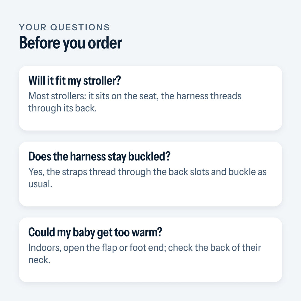 Frequently asked questions about the stroller footmuff
