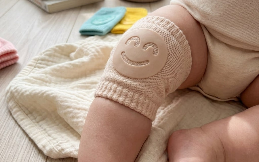 One of the Securidou knee pads, slipped onto a baby's leg