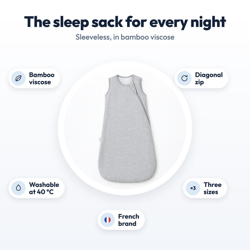 Securidou sleeveless sleep sack: bamboo viscose, diagonal zip, washable at 40 °C