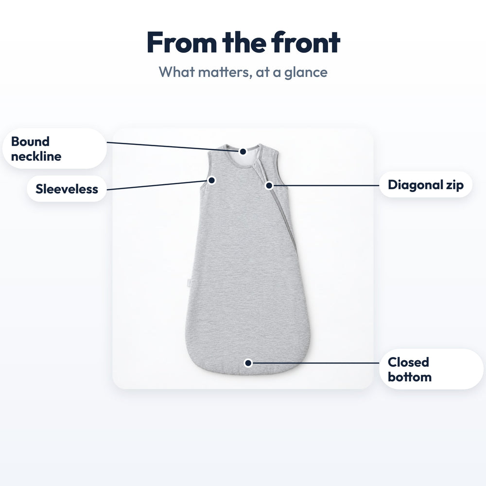 Securidou Sleeveless Bamboo Baby Sleep Sack: labeled front view