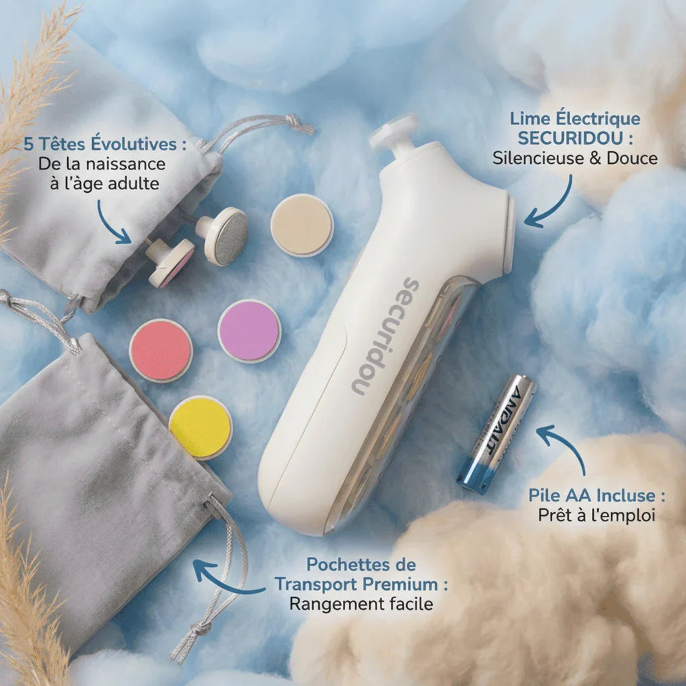 Securidou electric baby nail file, packaging and gift box