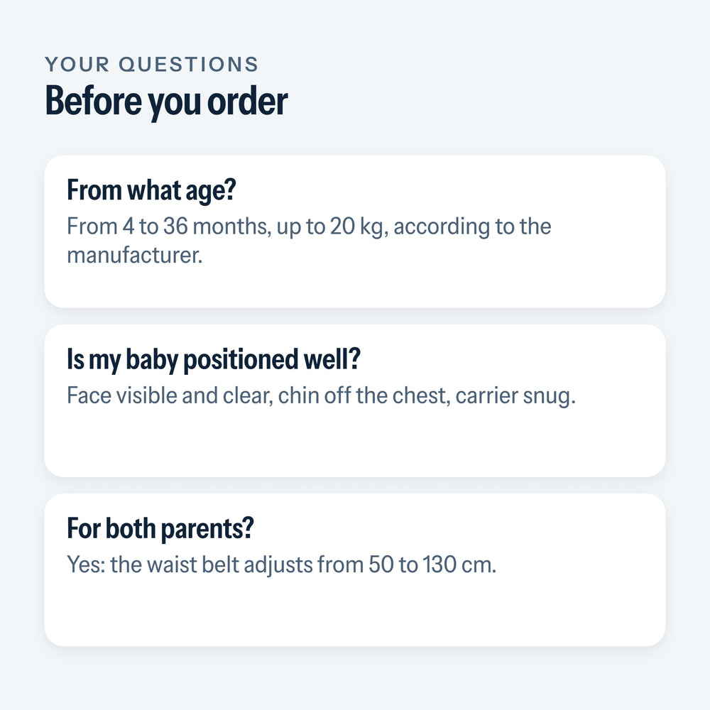 Frequently asked questions about the ergonomic baby carrier
