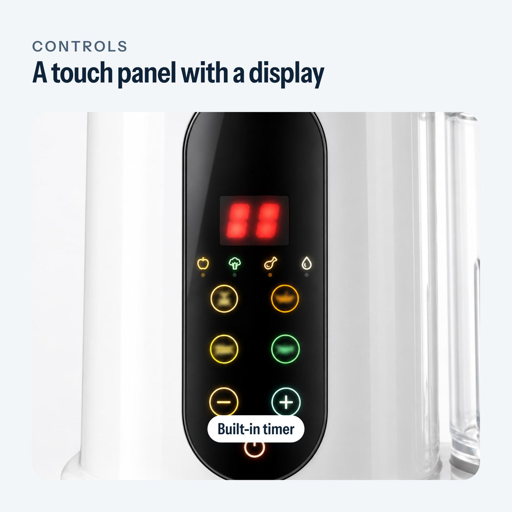 Touch panel with a display on the baby food maker