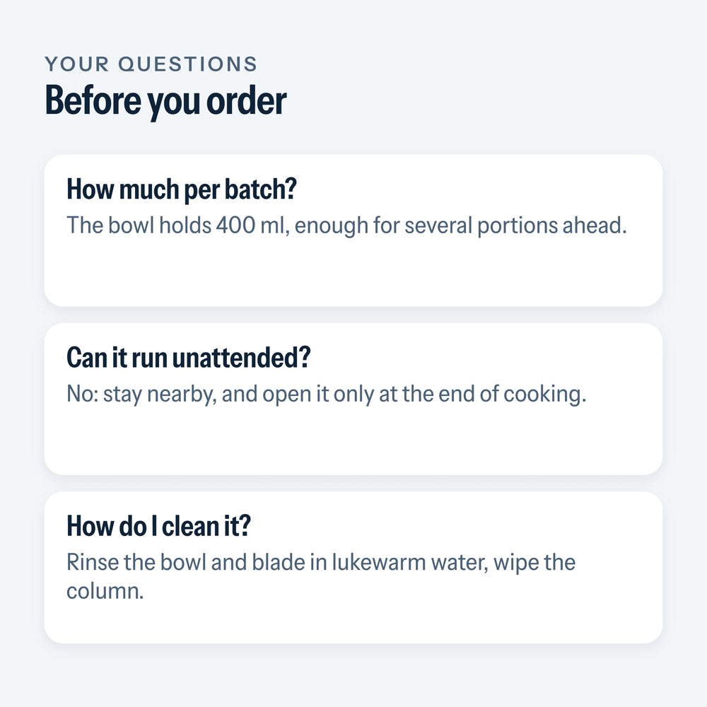 Frequently asked questions about the baby food maker
