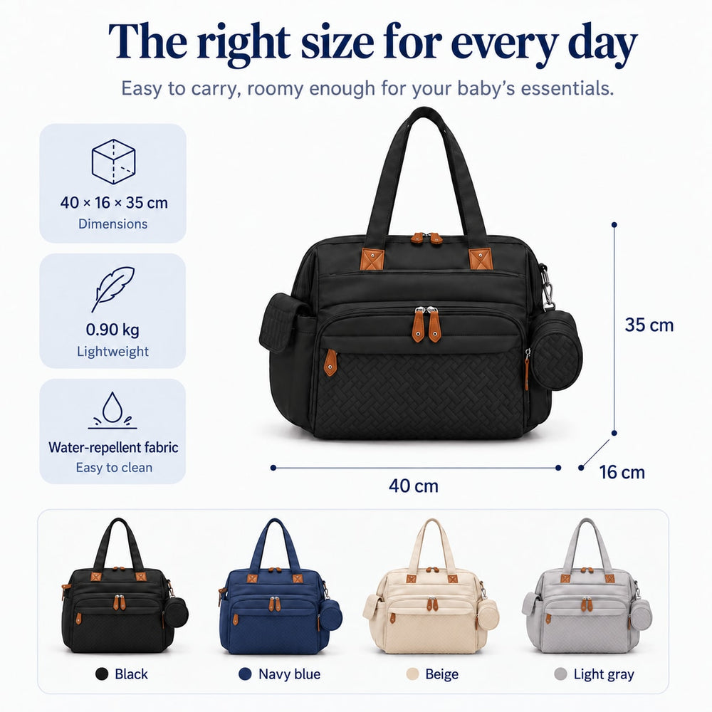 The right size for every day Easy to carry, roomy enough for your baby’s essentials.