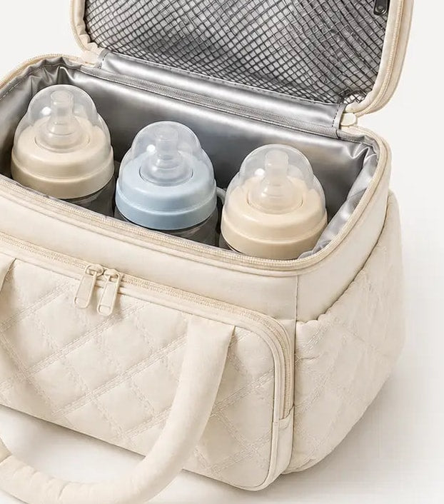Open insulated compartment of the Securidou insulated bottle bag, with three bottles