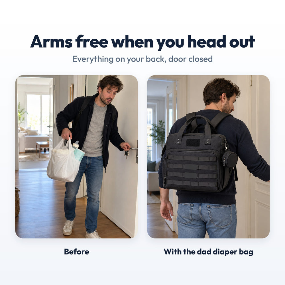 Securidou Dad Diaper Bag: before and with