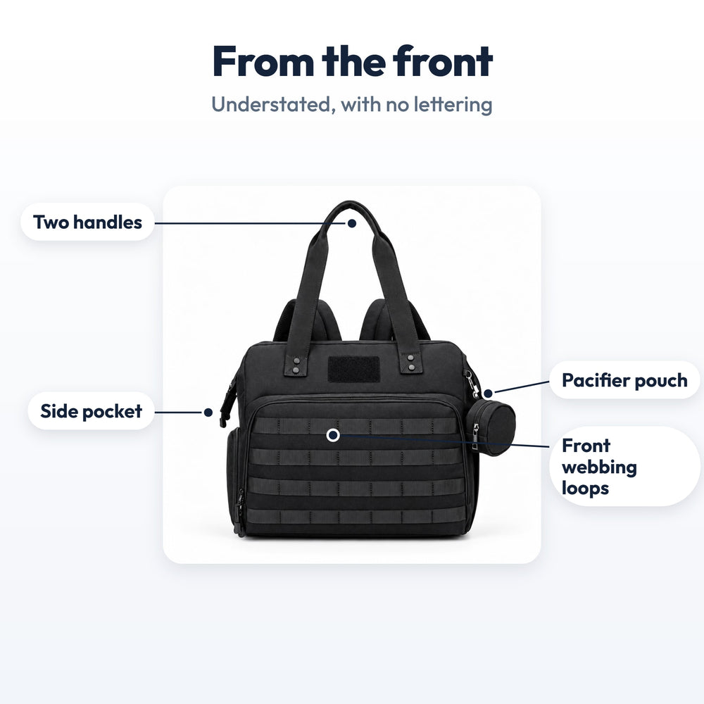 Securidou Dad Diaper Bag: labeled front view