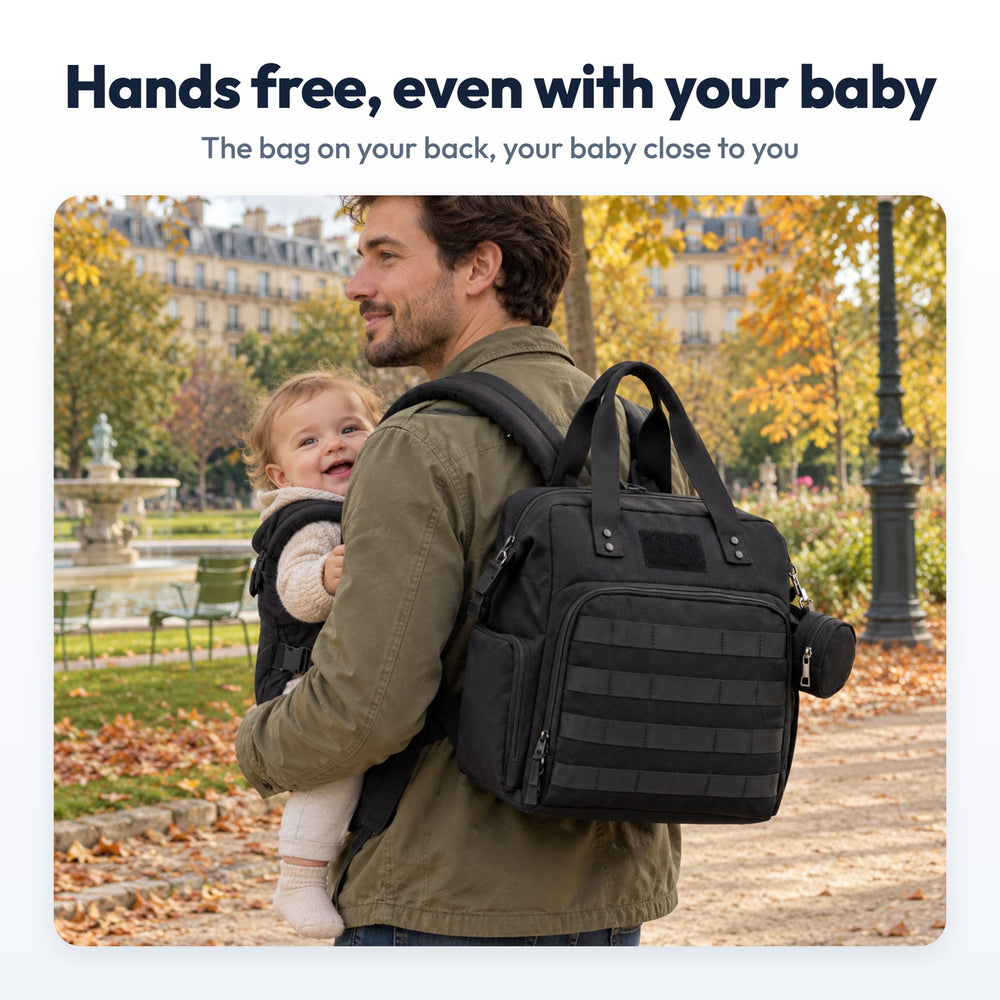 Securidou Dad Diaper Bag: in use