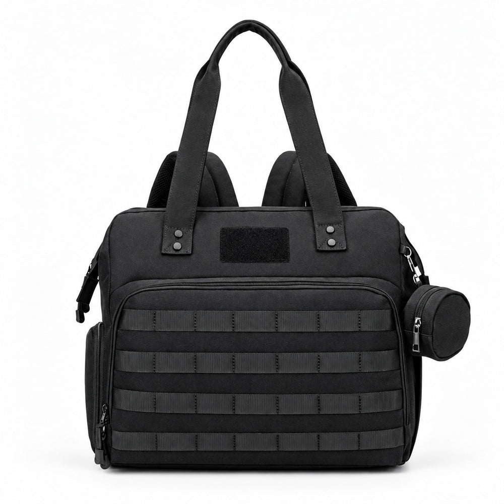 Securidou dad diaper bag in black, no lettering, on a white background