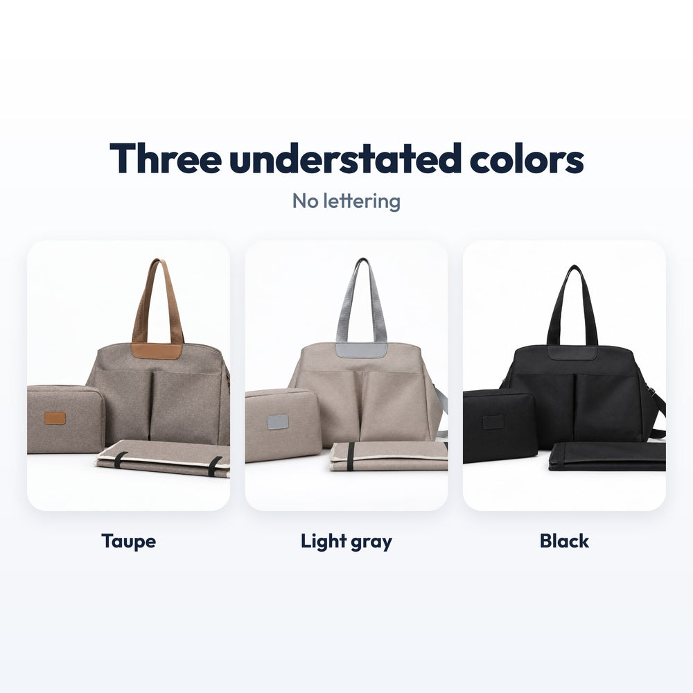 Securidou diaper bag set in taupe, light gray and black