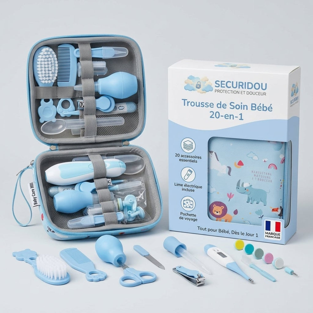 Securidou 20-in-1 baby grooming kit with electric nail file, main view