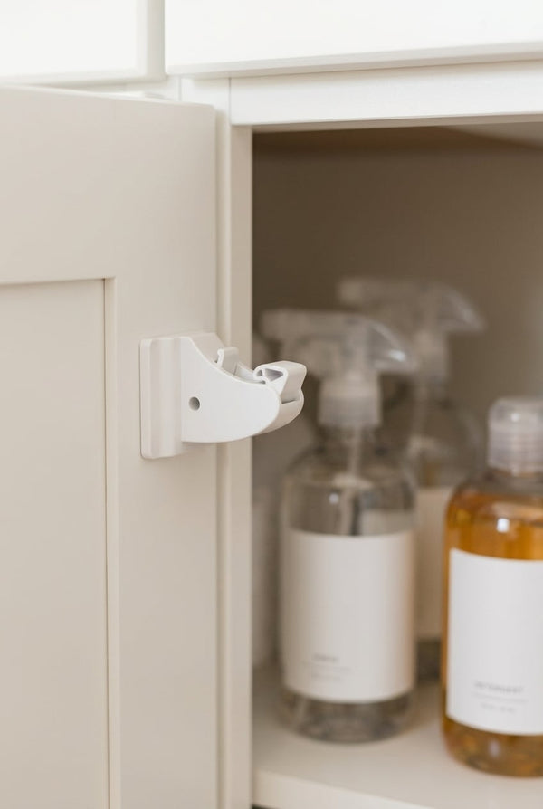 Securidou magnetic lock fitted on the inside of a cupboard door